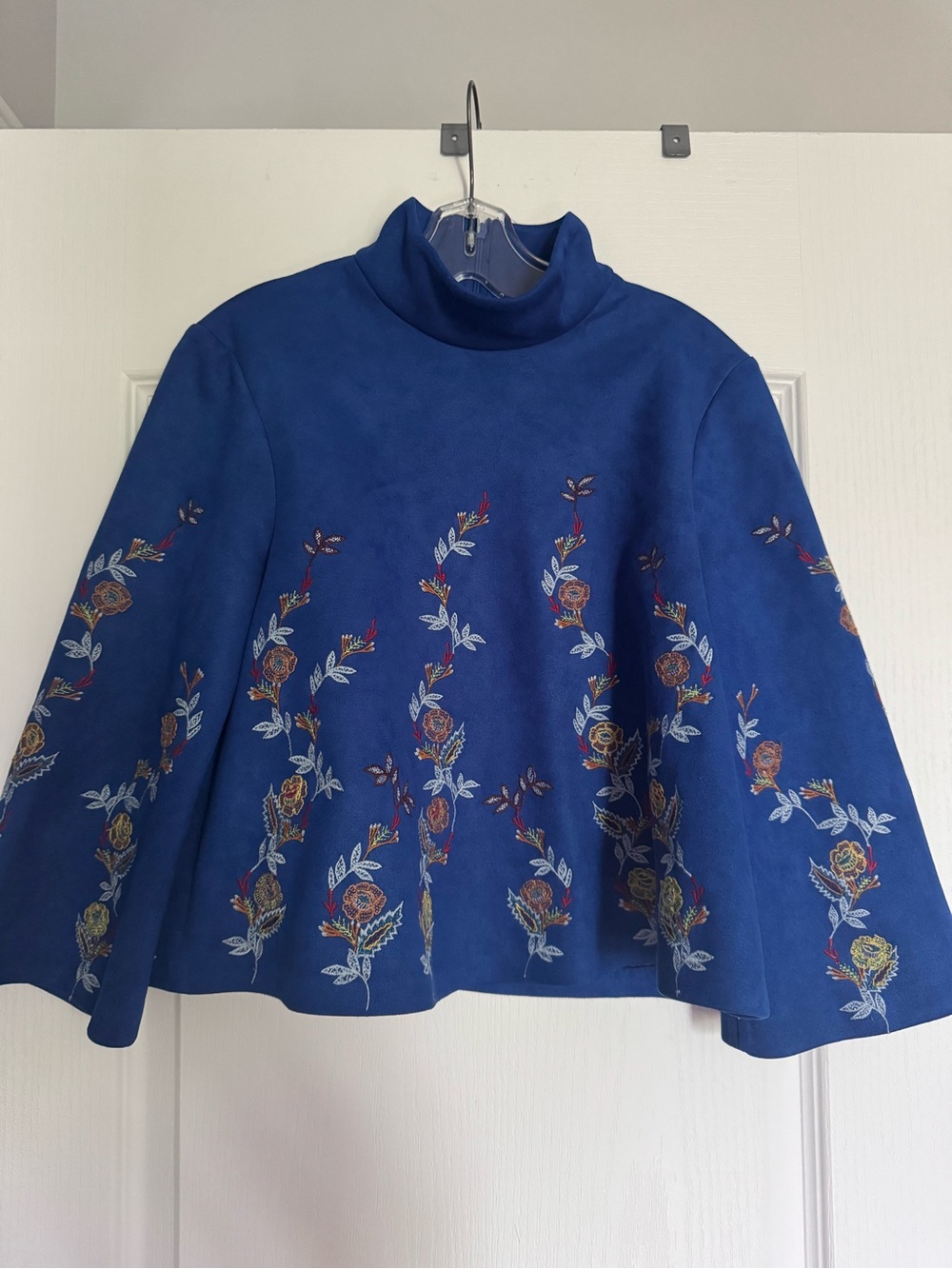Zara Royal Blue Embroidered Turtleneck Sweater